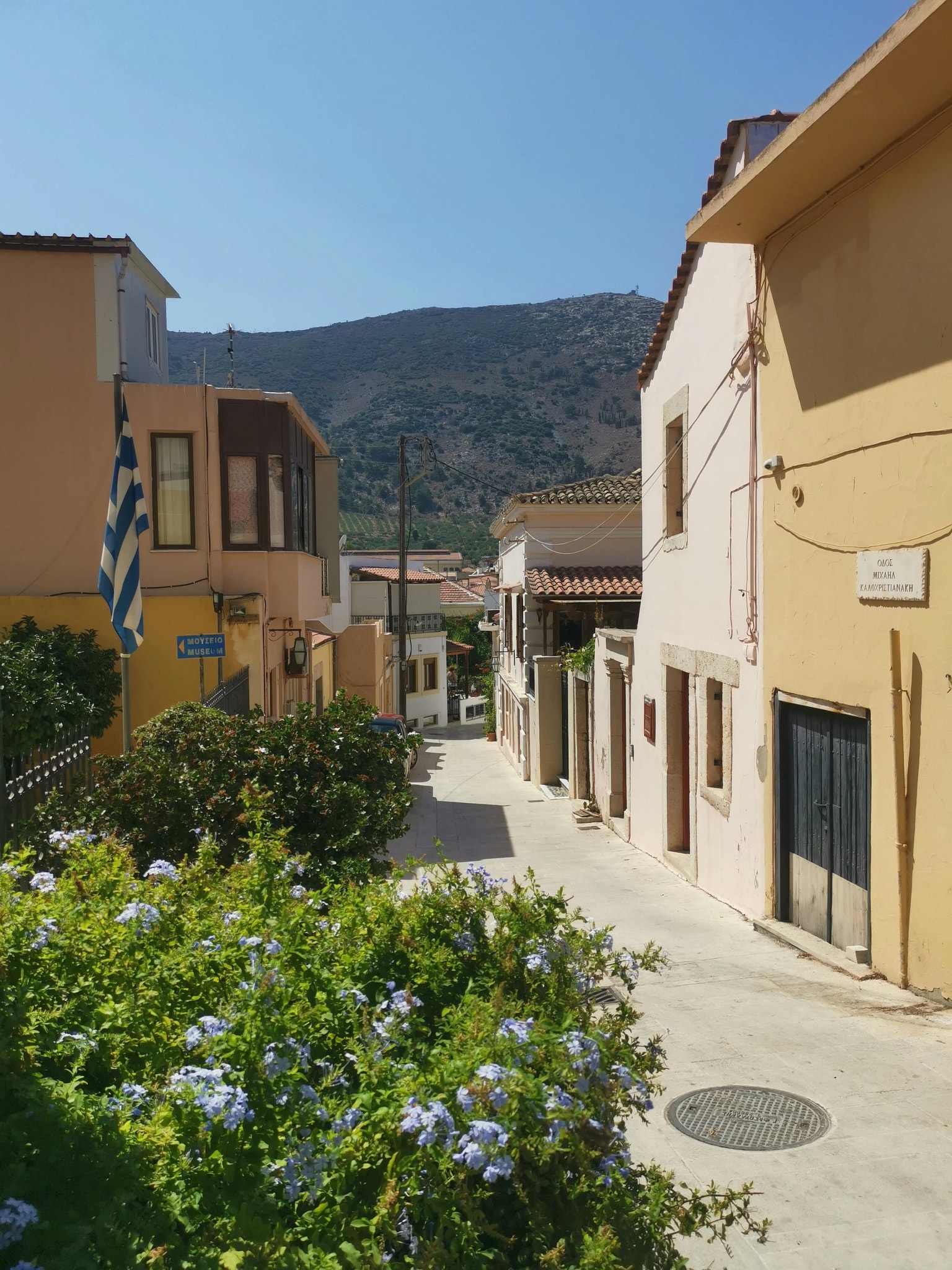 Cobbled Streets and Neoclassical Buildings in Epano Archanes